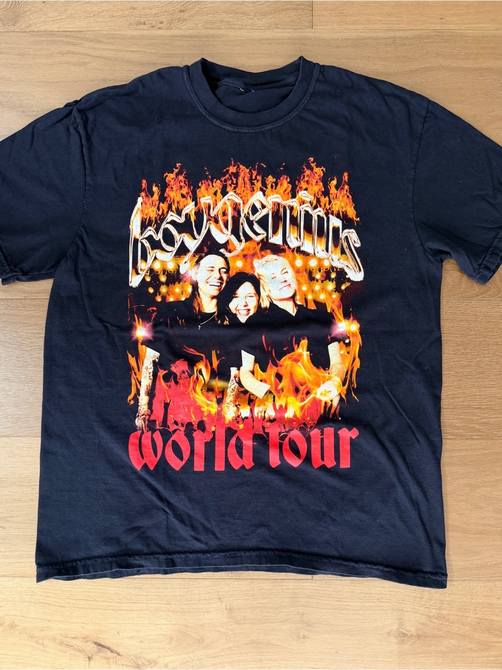 boygenius World Tour 2023 Official Merch Tee Flame Graphic Black Unisex Medium*
